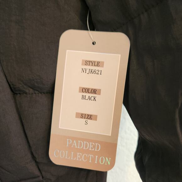 Cisono Women's Size Small Black Puffer‎ Bomber Style Jacket NWT - Picture 4 of 4